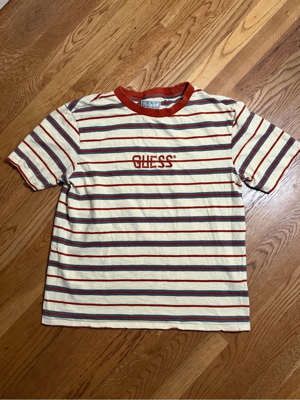 GUESS Originals Striped Embroidered Chest Logo Tee Shirt - Men’s Size M